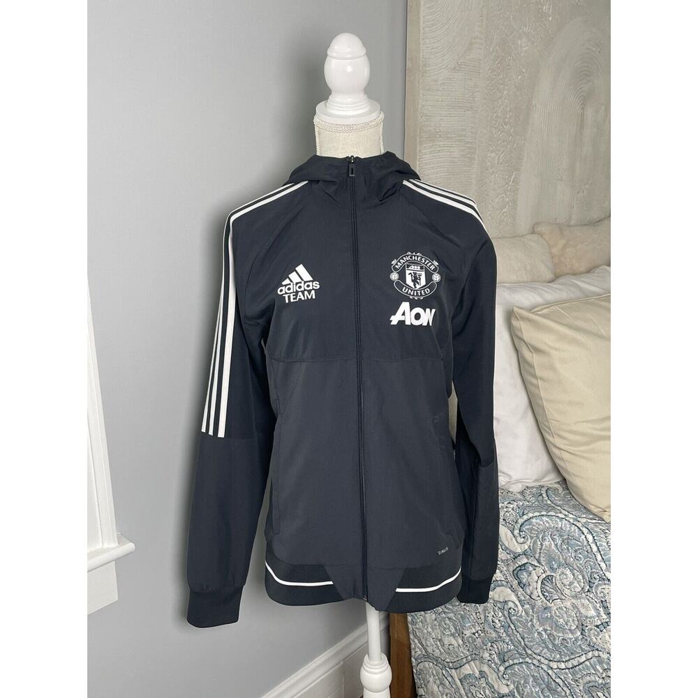 MANCHESTER UNITED 2017/2018 FOOTBALL HOODED JACKET JERSEY ADIDAS SIZE SMALL